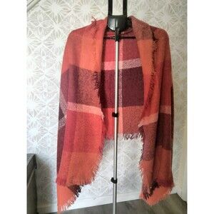 72 x 30 scarf wrap red orange plaid